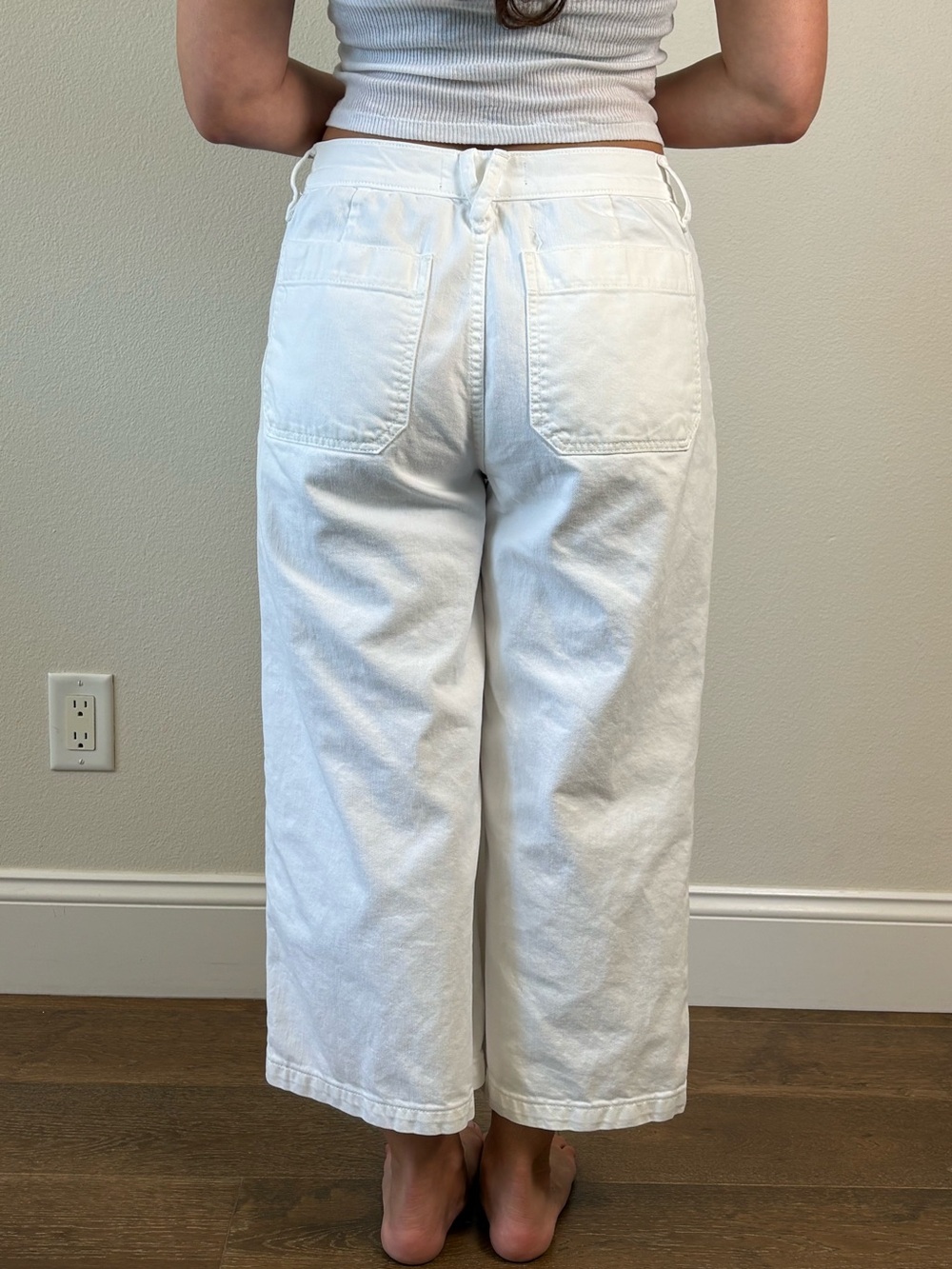 J.Crew Point Sur High-Rise Wide-Leg Crop Jeans in White Size 29 - Picture 3 of 9
